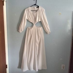 VICI White Cutout Long Sleeve Maxi Dress Size S Cottage Coquette Romantic Fairy